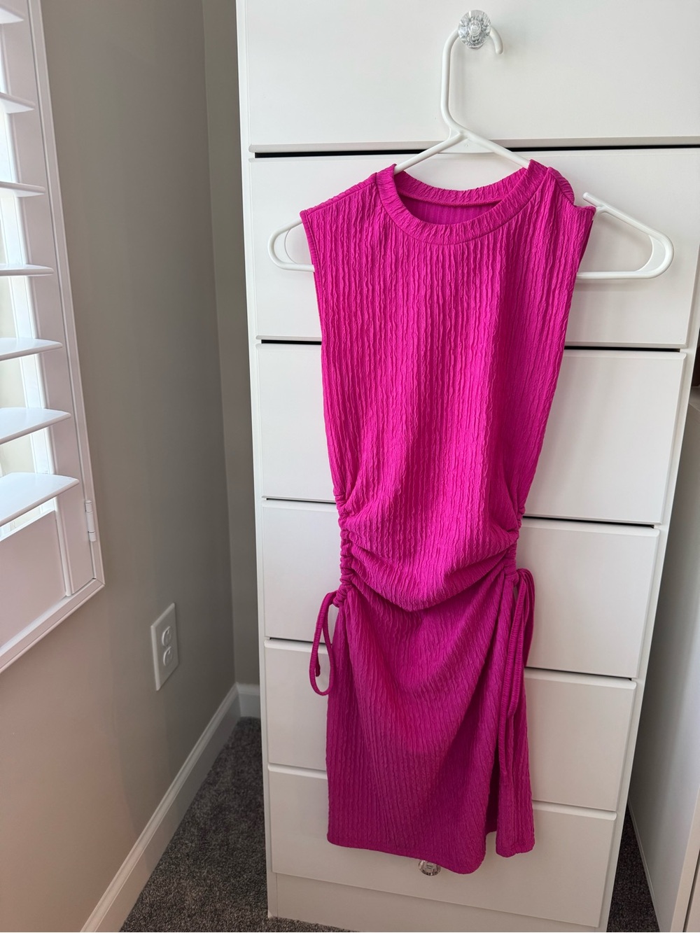 Sleeveless Ruched Pink Mini Dress